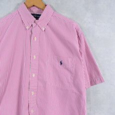 画像1: Ralph Lauren "BIG SHIRT" ストライプ柄 コットンボタンダウンシャツ M (1)