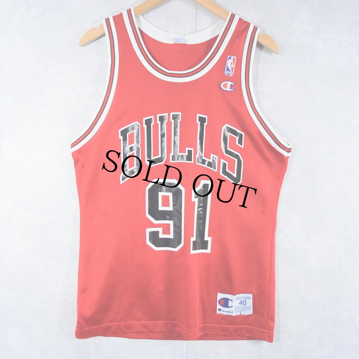 画像2: 【SALE】 Champion NBA CHICAGO BULLS メッシュゲームタンクトップ size40 (2)