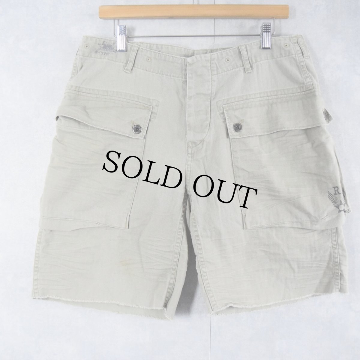 画像2: POLO Ralph Lauren "MILITARY TYPE" ヘリンボーンツイル コットンカーゴショーツ W36 (2)
