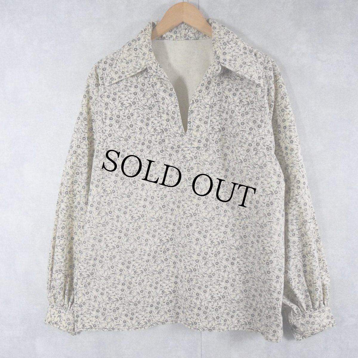 画像2: 花柄 コットンスキッパーシャツ (2)