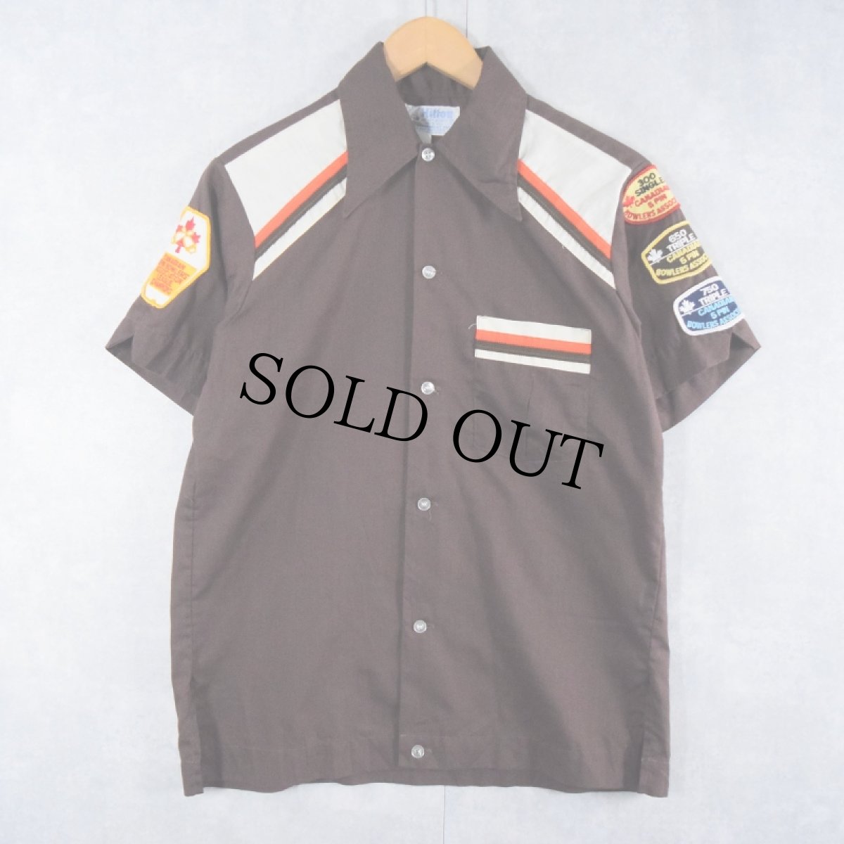 画像1: 【SALE】 70's Hilton USA製 "GLENCAIRN REGINA" ワッペン付き ボーリングシャツ S (1)