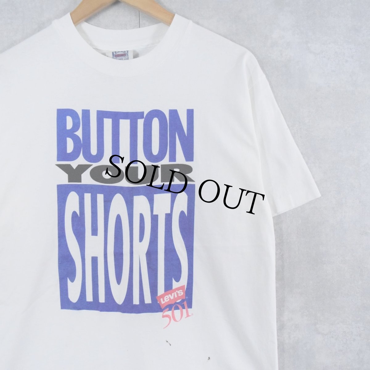 画像3: 90's Levi's USA製 "BUTTON YOUR SHORTS" プリントTシャツ M (3)