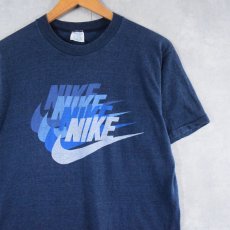 画像1: 70〜80's NIKE 社外タグ 4連ロゴプリントTシャツ NAVY L (1)