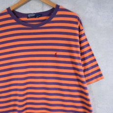 画像1: 90's POLO Ralph Lauren ボーダー柄 ロゴ刺繍Tシャツ XXL (1)