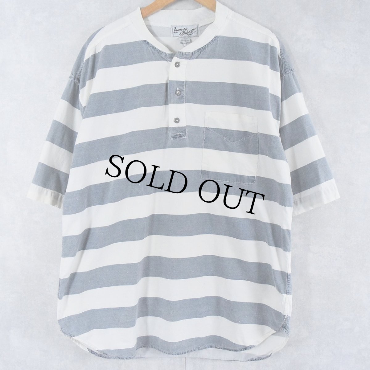 画像2: Wory Coast ボーダー柄 コットンプルオーバーシャツ L (2)