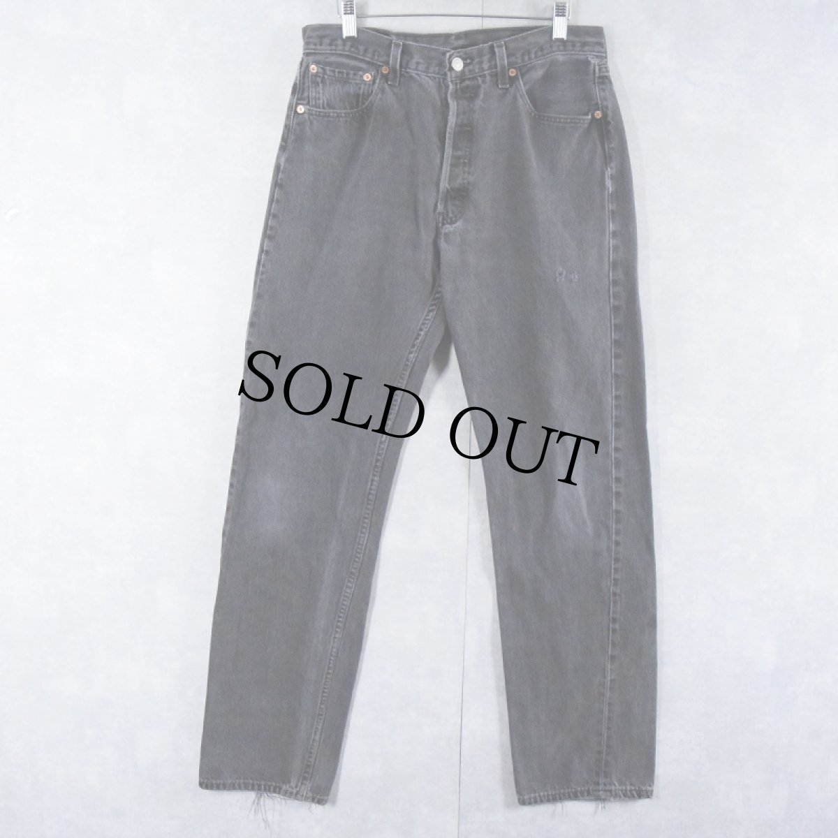 画像1: 90's Levi's 501 USA製 "サルファブラック" ブラックデニムパンツ W31 (1)