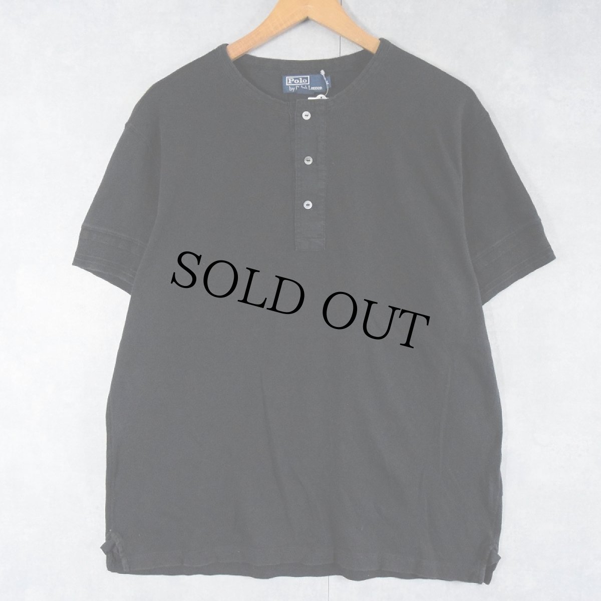 画像1: POLO Ralph Lauren 無地 ヘンリーネックTシャツ BLACK L (1)