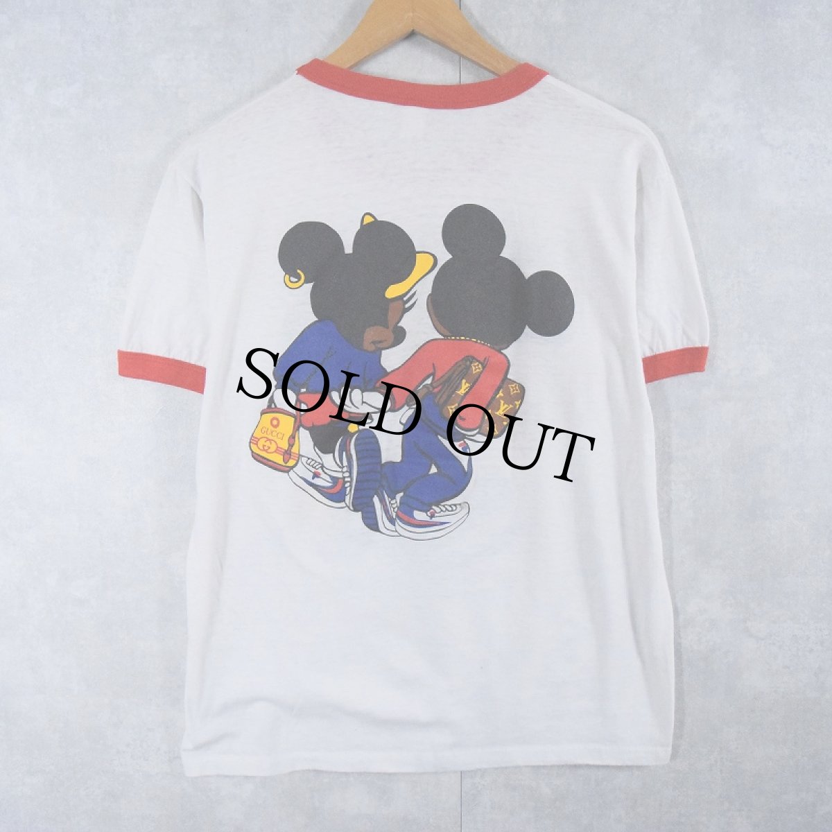 画像2: 80's "MICKEY MOUSE & MINNIE MOUSE" 黒人ミッキー キャラクターパロディリンガーTシャツ (2)