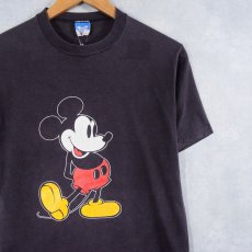 画像1: 80〜90's Disney MICKEY MOUSE USA製 キャラクタープリントTシャツ BLACK M (1)