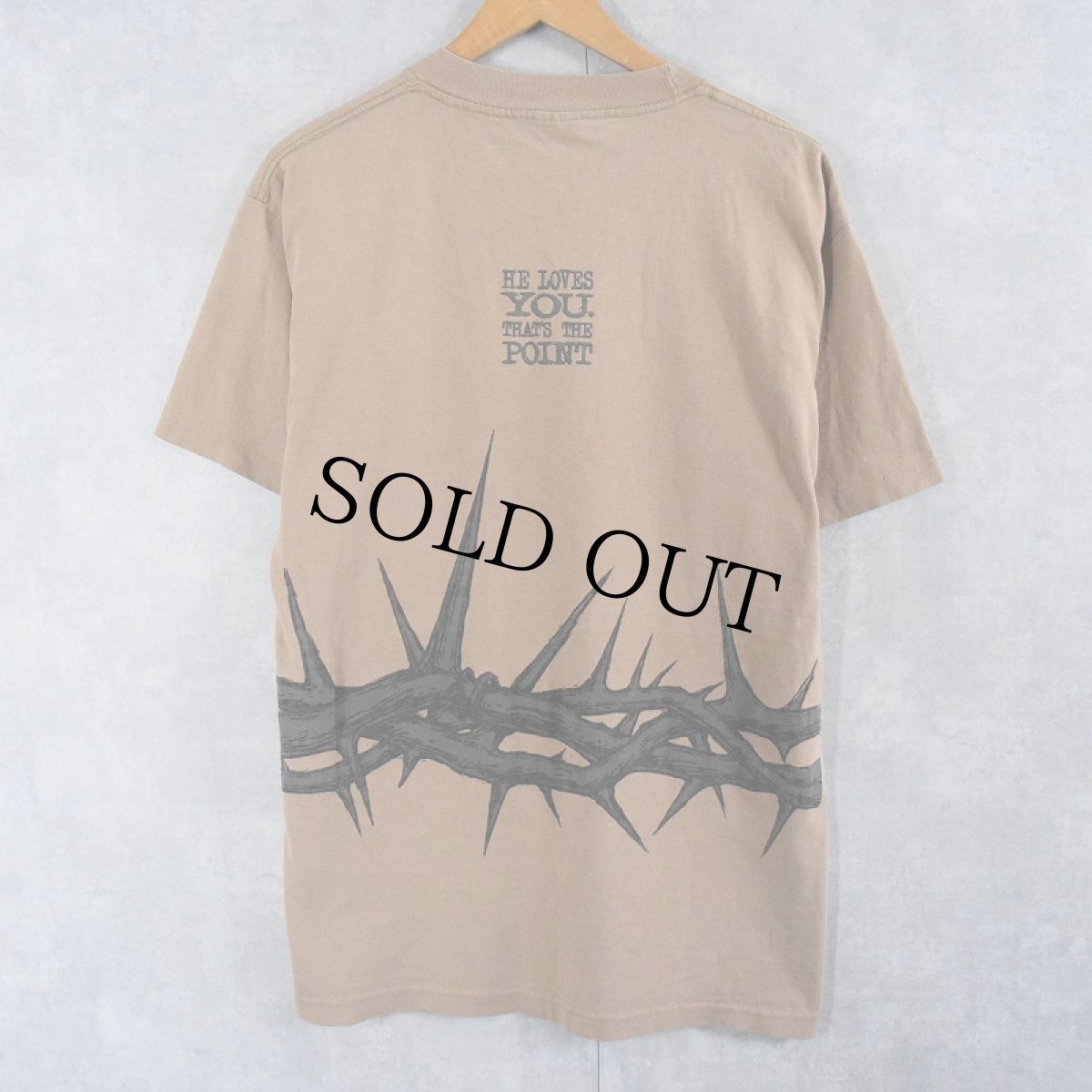 画像2: 90's USA製 "HE DIED TO MAKE A POINT" ジーザスプリントTシャツ L (2)