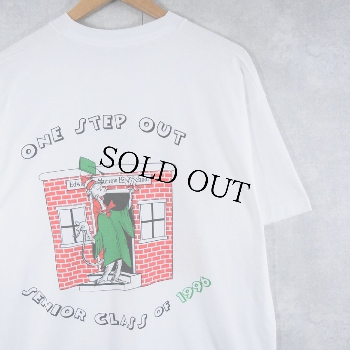 画像2: 90's Dr.Seus THE CAT IN THE HAT USA製 "ONE STEP IN" キャラクタープリントTシャツ XL (2)