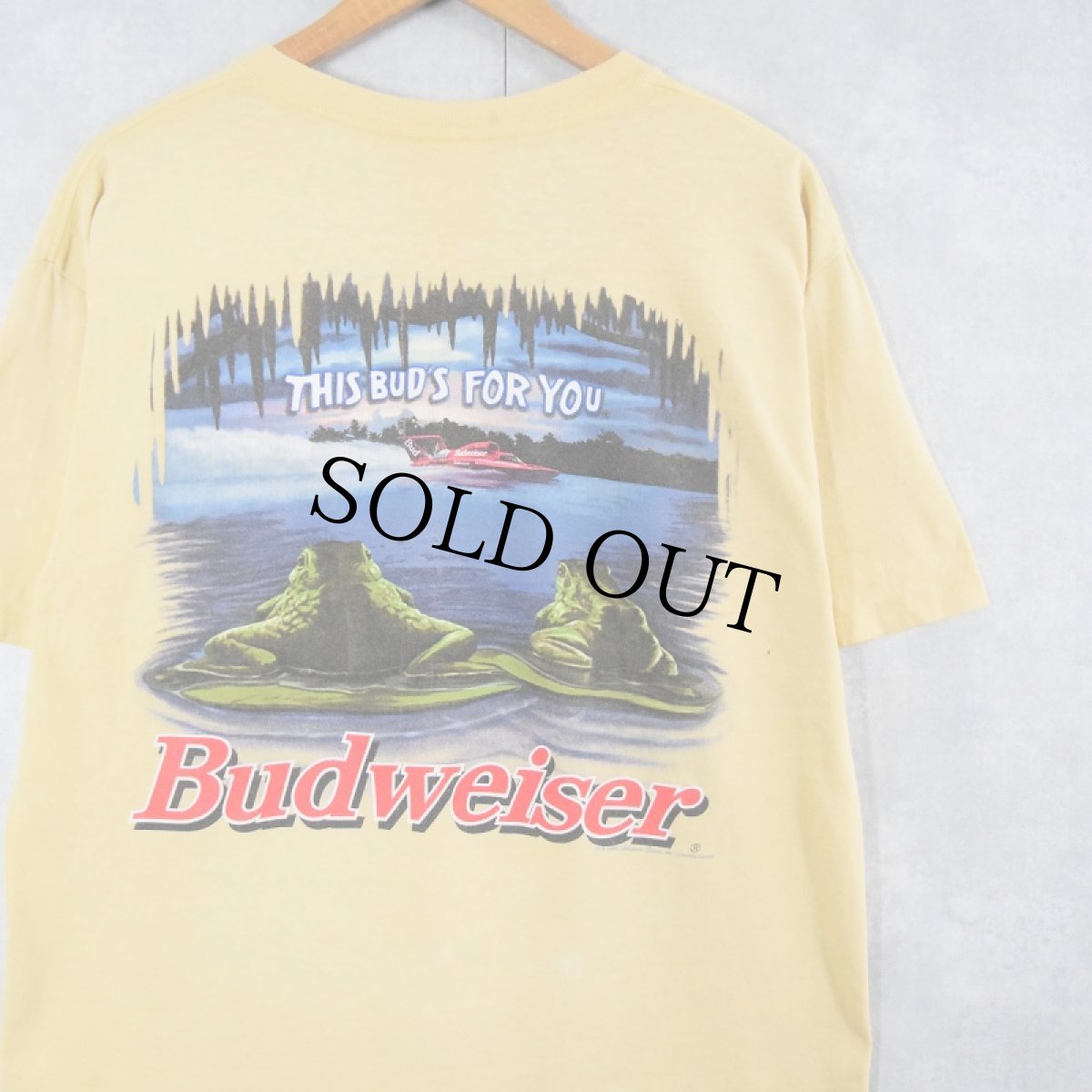 画像2: 90's Budweiser USA製 ビールメーカー カエルプリントTシャツ L (2)