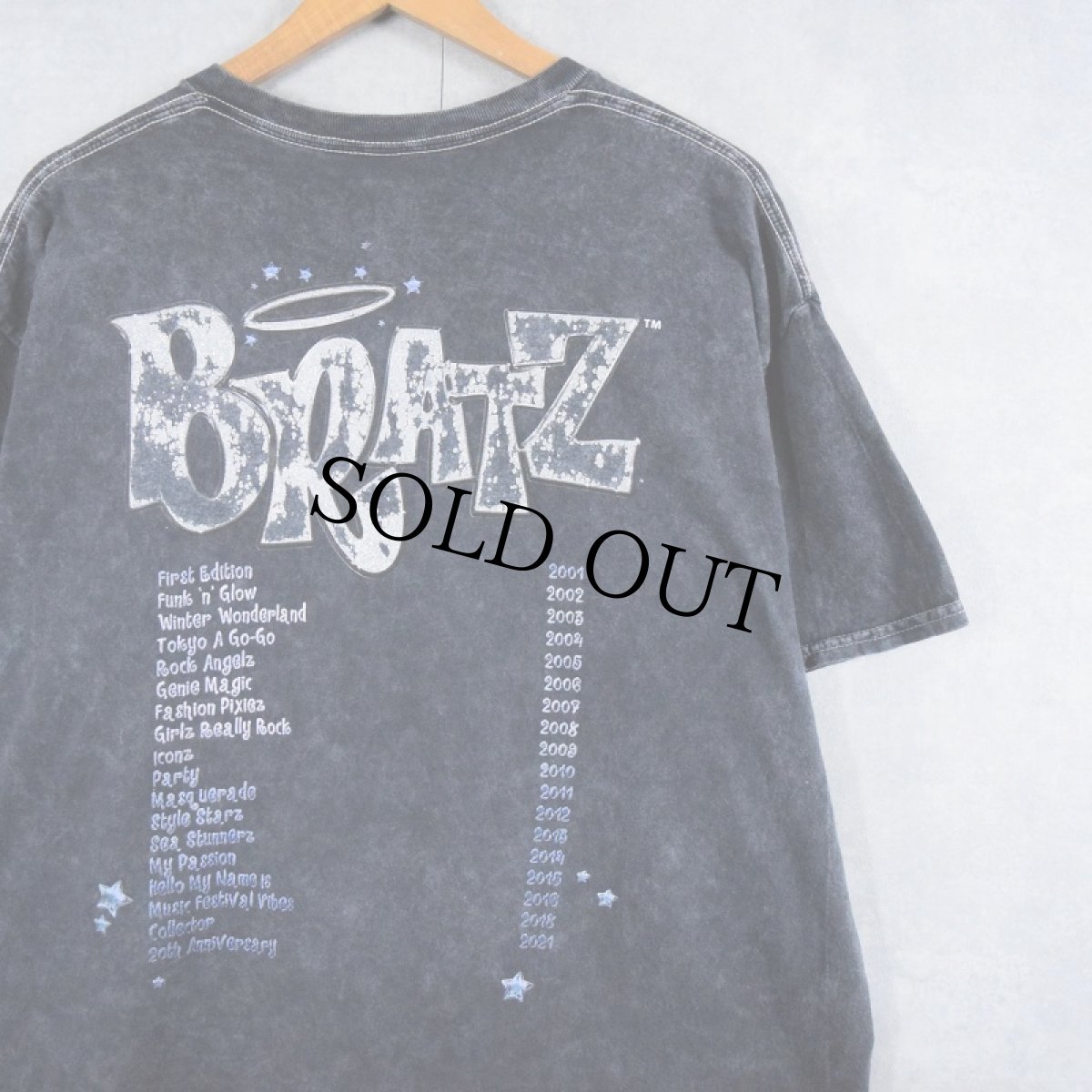 画像2: BRATZ ケミカルウォッシュ ラメプリントTシャツ XL (2)