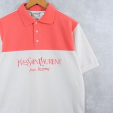 画像1: 80〜90's Yves Saint Laurent pour homme ロゴプリント 鹿の子ポロシャツ M (1)