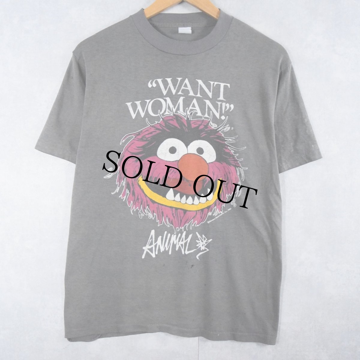 画像1: 80's The MUPPETS ANIMAL "WANT WOMAN!" キャラクタープリントTシャツ  (1)