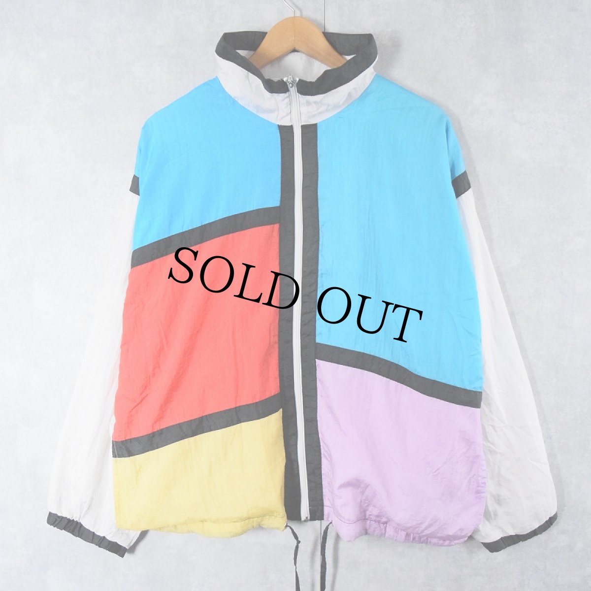 画像2: 80〜90's ACTIVE STUFF モンドリアンパターン ナイロンジップジャケット 1X (2)