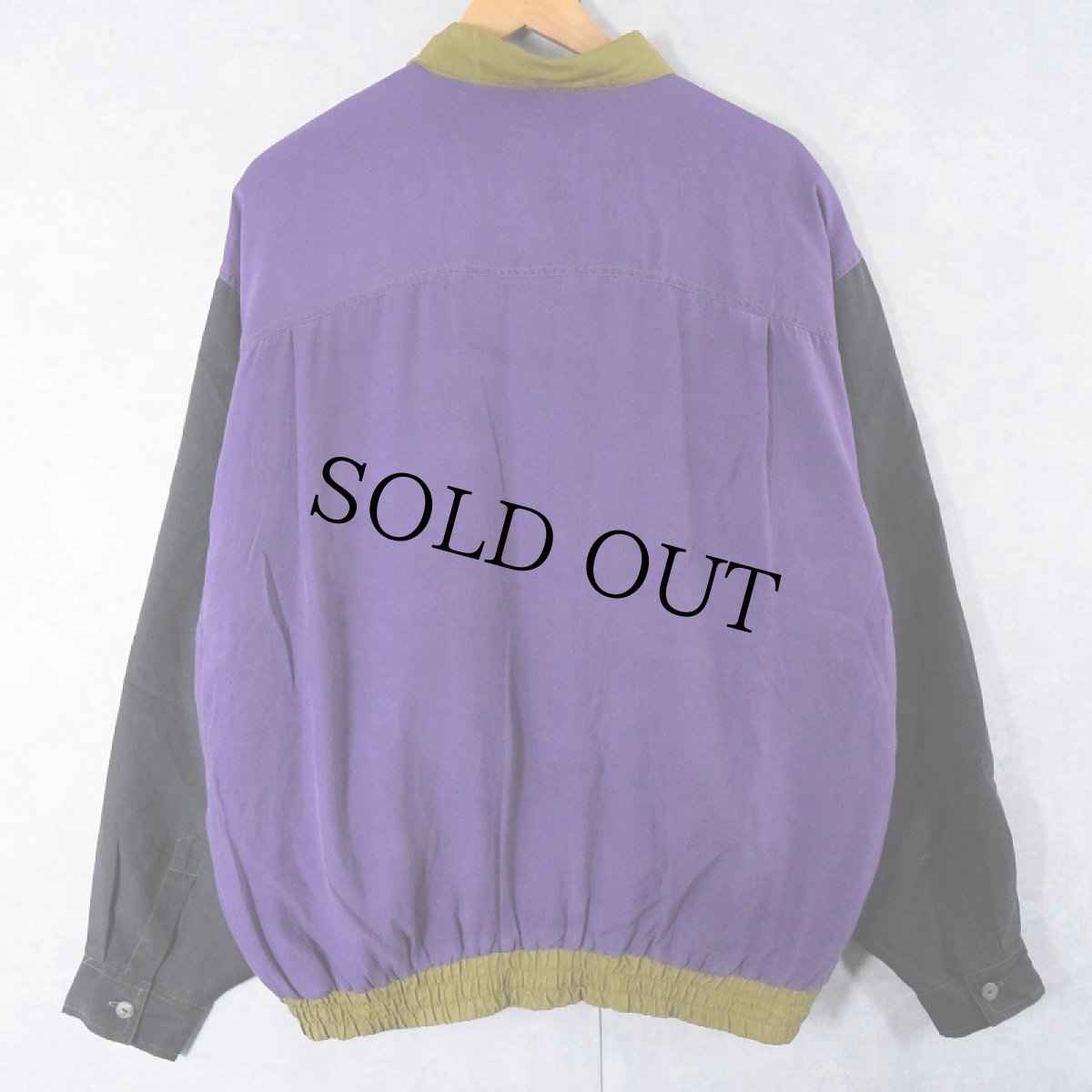 画像2: SAXONY 切り替えデザイン シルクジャケット XL (2)