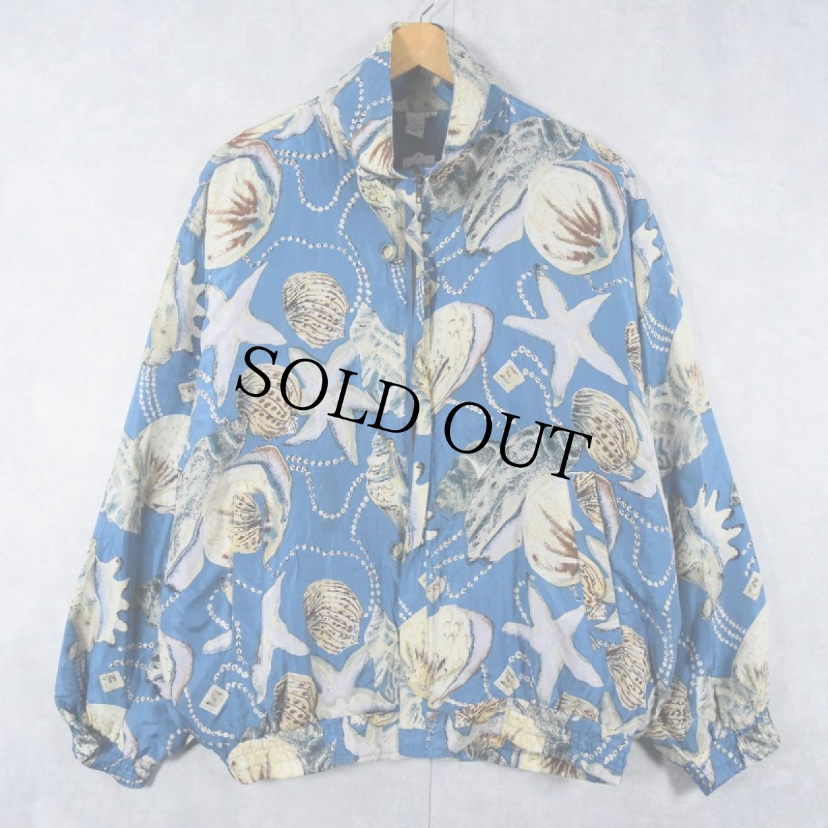 画像1: 【SALE】 FUDA マリン柄 シルクジップジャケット L (1)
