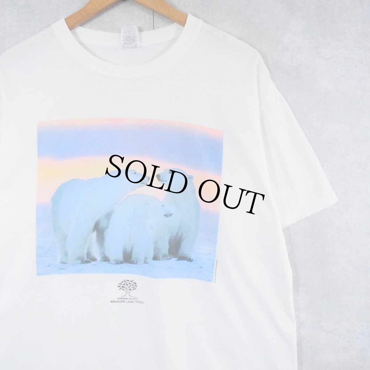 画像1: Wildlife Land Trust 環境保全団体 白クマ フォトプリントTシャツ L (1)