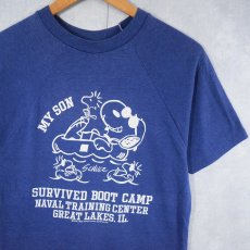 画像1: 70〜80's SNOOPY USA製 "MY SON" キャラクタープリントTシャツ NAVY M  (1)