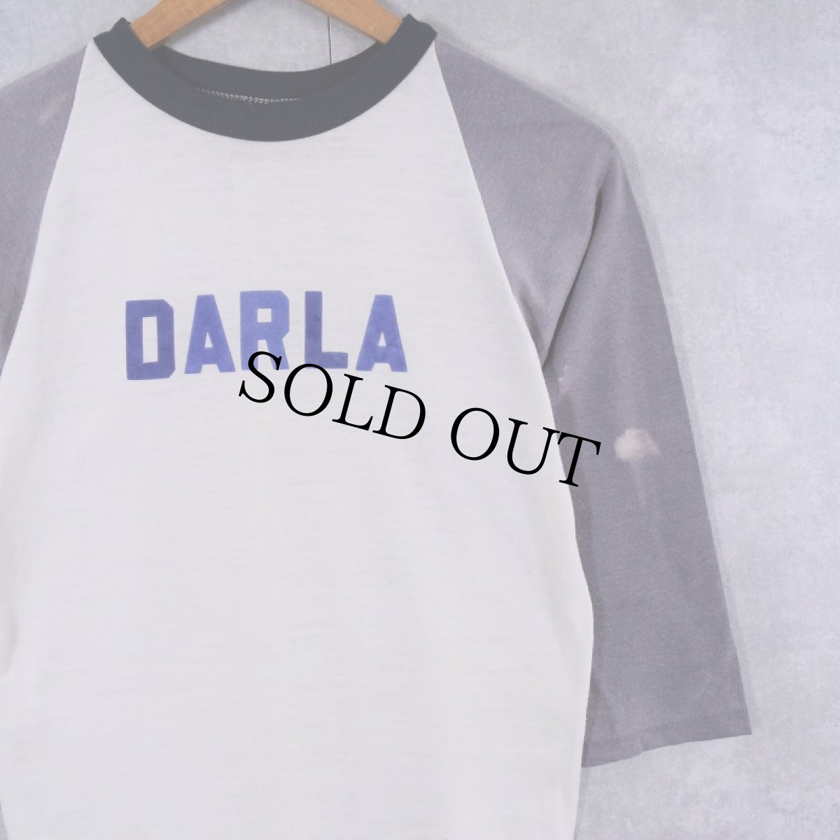 画像1: 【SALE】 80's USA製 DARLA フロッキープリント ラグランTシャツ M (1)