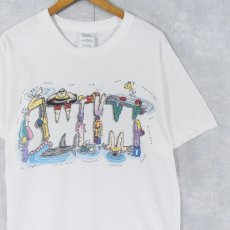 画像1: スイミングイラスト プリントTシャツ L (1)