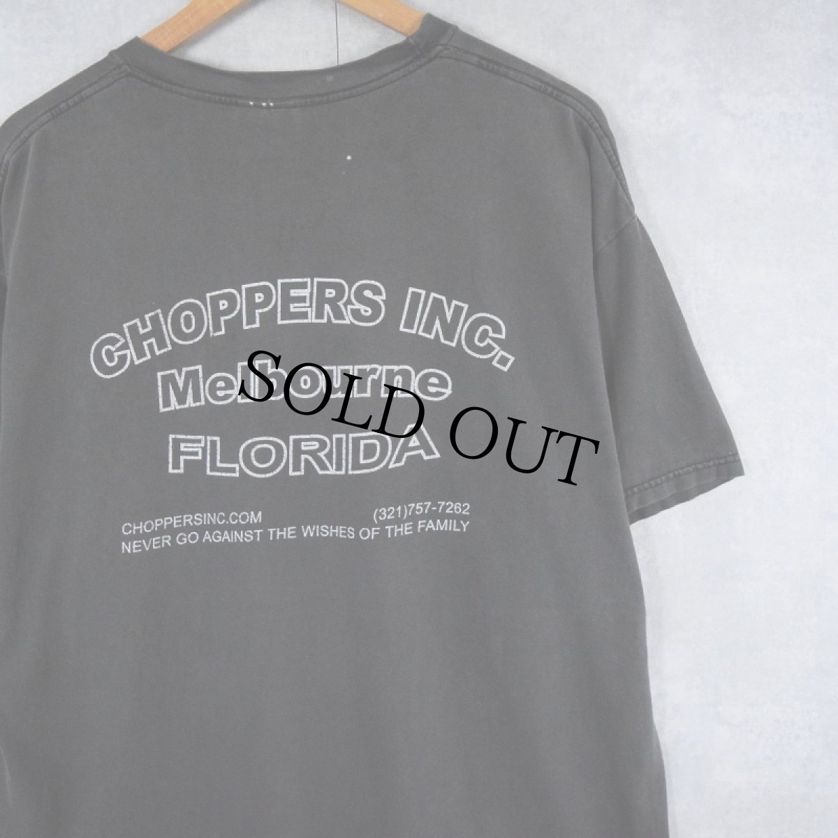 画像2: CHOPPERS INC "The ChopFather" バイクカスタムショップ 映画パロディプリントTシャツ BLACK XL (2)