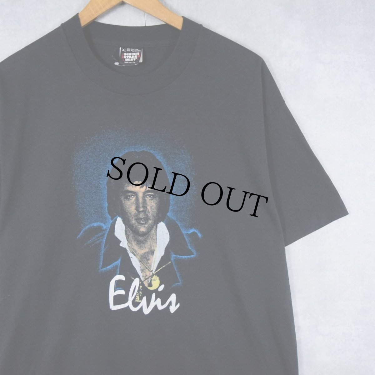 画像1: 90's Elvis Presley USA製 ミュージシャンプリントTシャツ BLACK (1)