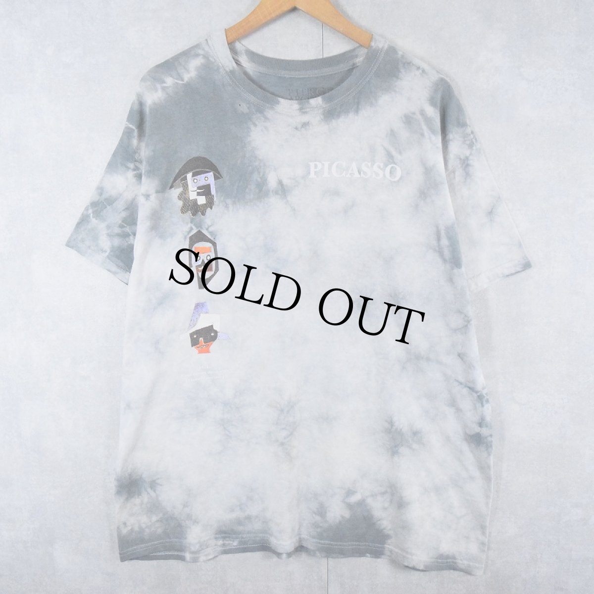 画像2: Picasso "Three Musicians" アートプリント タイダイTシャツ L (2)