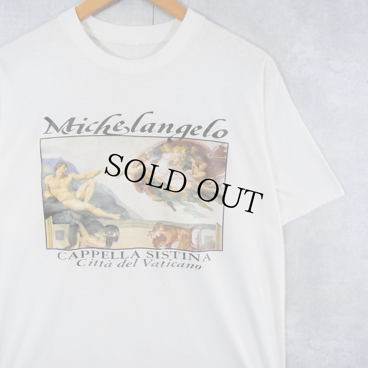 画像1: 90's Michelangelo アダムの創造 アートプリントTシャツ (1)