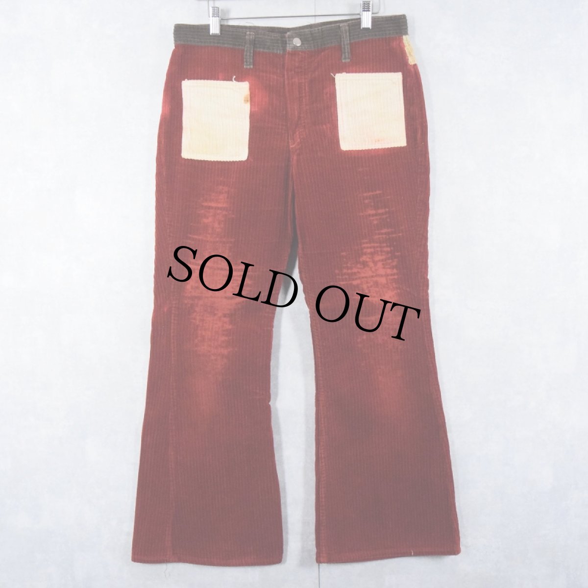 画像2: 70's Wrangler "Peter Max" USA製 クレイジーパターン 太畝コーデュロイフレアパンツ W31 (2)