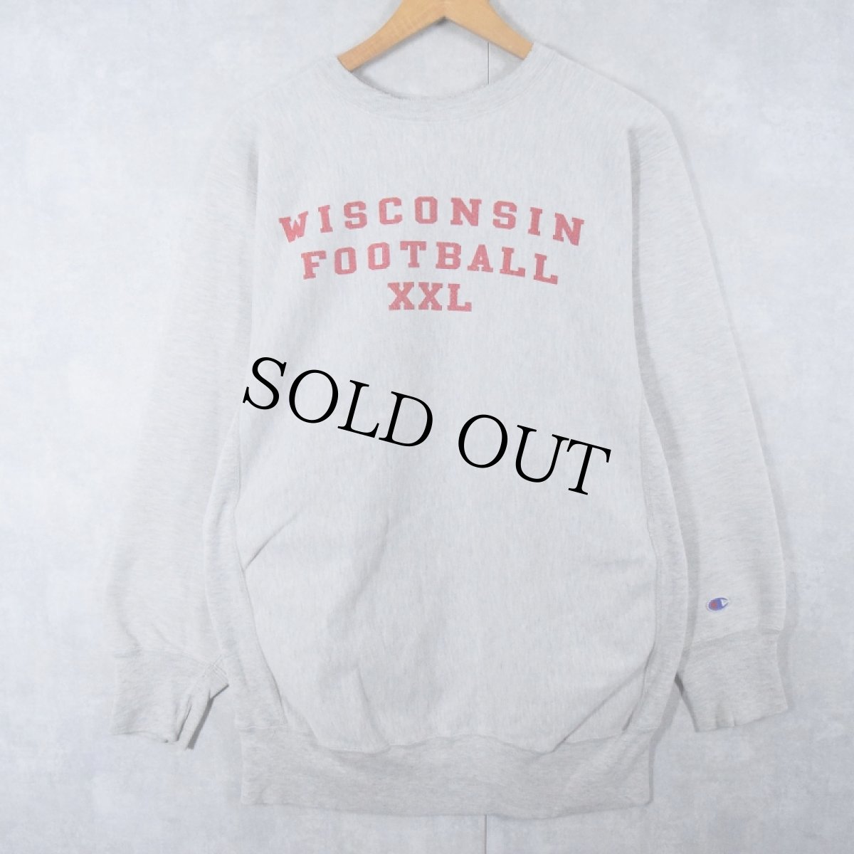 画像1: 90's Champion REVERSE WEAVE USA製 "WISCONSIN FOOTBALL" 染み込みプリントスウェット XXL (1)