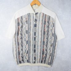 画像1: 【SALE】 signe incognito ニット切り替え リネンポロシャツ S (1)