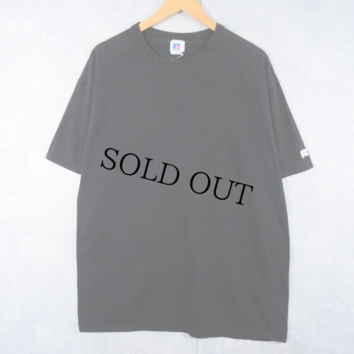画像1: 80's RUSSELL ATHLETIC USA製 ロゴ刺繍 無地Tシャツ BLACK L (1)