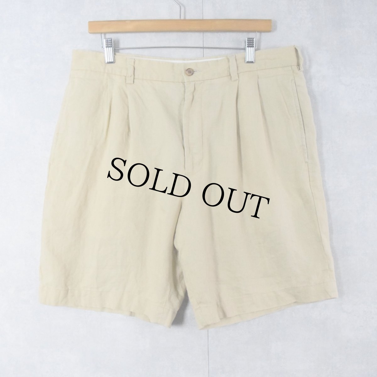 画像2: 346 Brooks Brothers 2タック リネンショーツ W35 (2)