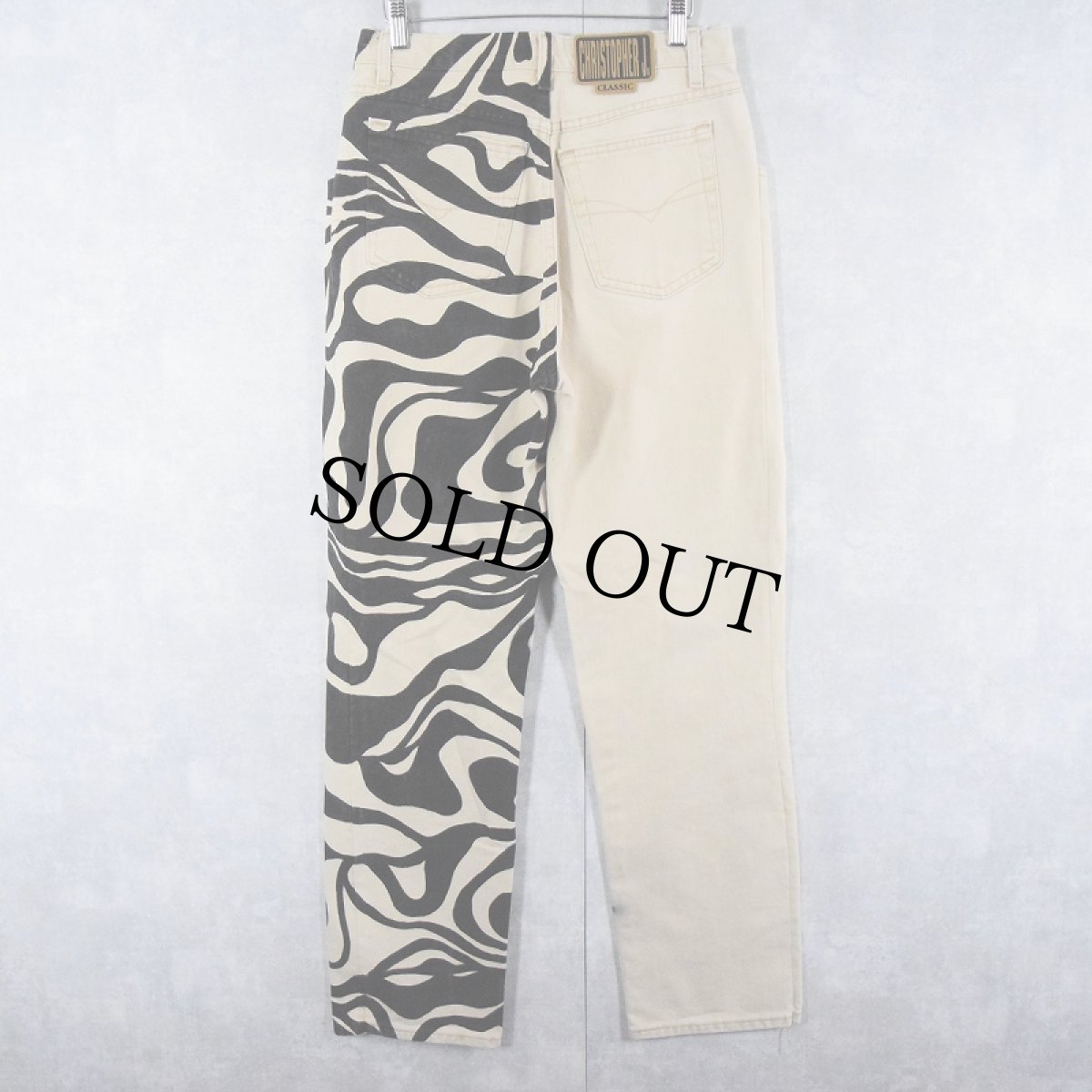 画像3: CHRISTOPHER J. CANADA製 バーブル柄切り替え ハンドペイント カラーデニムパンツ W31 (3)