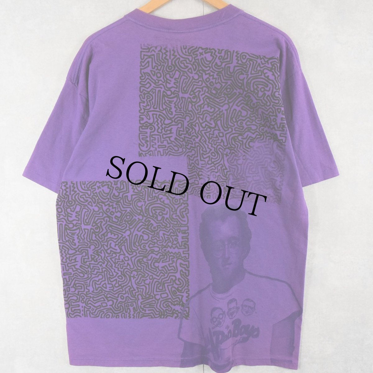 画像2: 90's Keith Haring 手刷り 大判 アートプリントTシャツ L (2)
