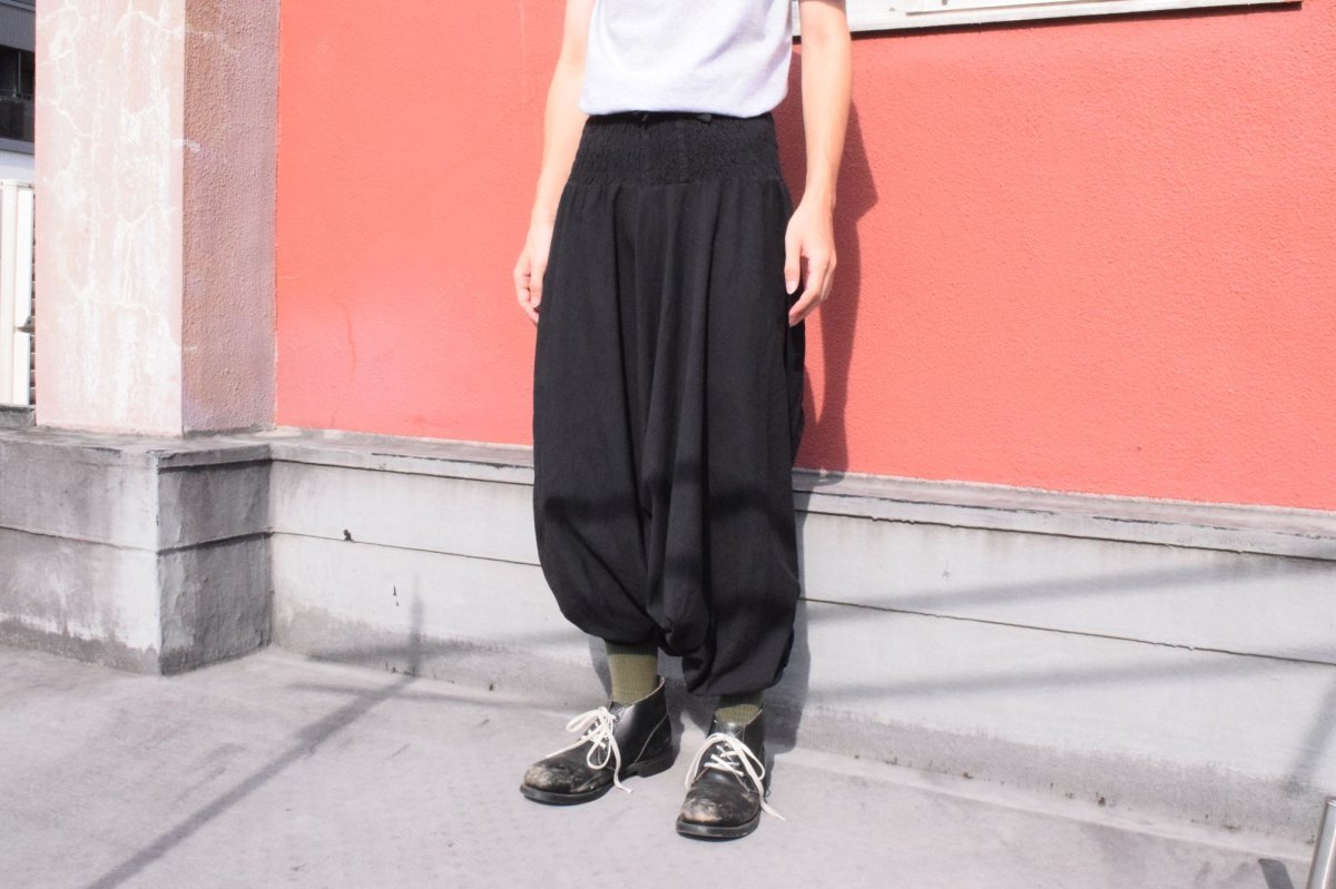 画像3: 【SALE】 ギャザーデザイン コットンサルエルパンツ BLACK (3)