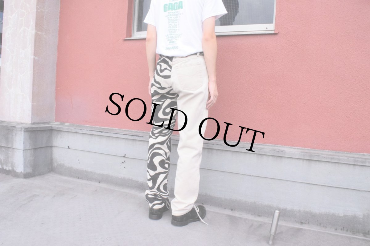 画像5: CHRISTOPHER J. CANADA製 バーブル柄切り替え ハンドペイント カラーデニムパンツ W31 (5)