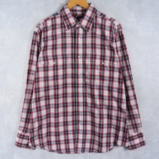 画像1: Wrangler オンブレーチェック柄 ウエスタンシャツ L (1)
