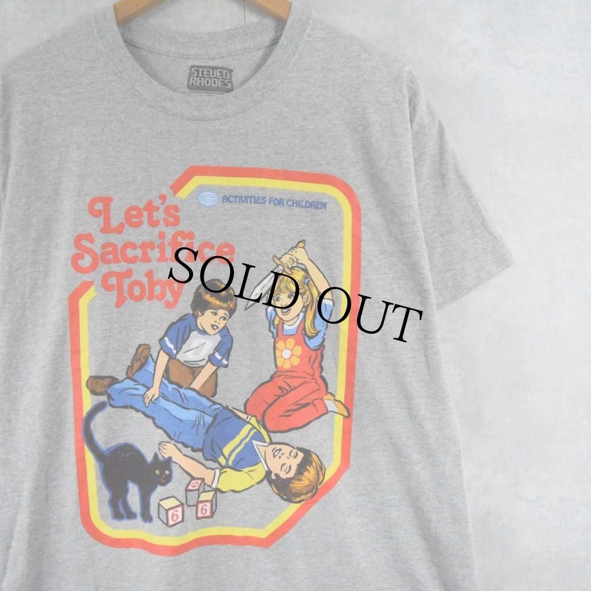 画像1: Steven Rhodes "Let's Sacrifice Toby" イラストプリントTシャツ L (1)