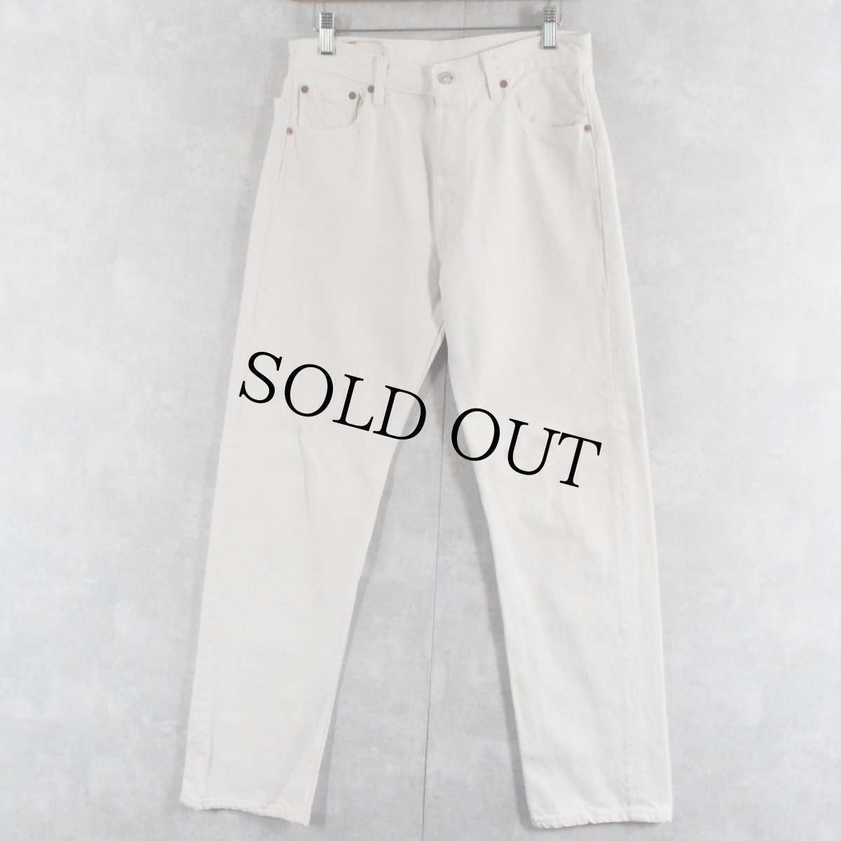 画像1: 90's Levi's 501 USA製 ブランクタブ ホワイトデニムパンツ W29 (1)