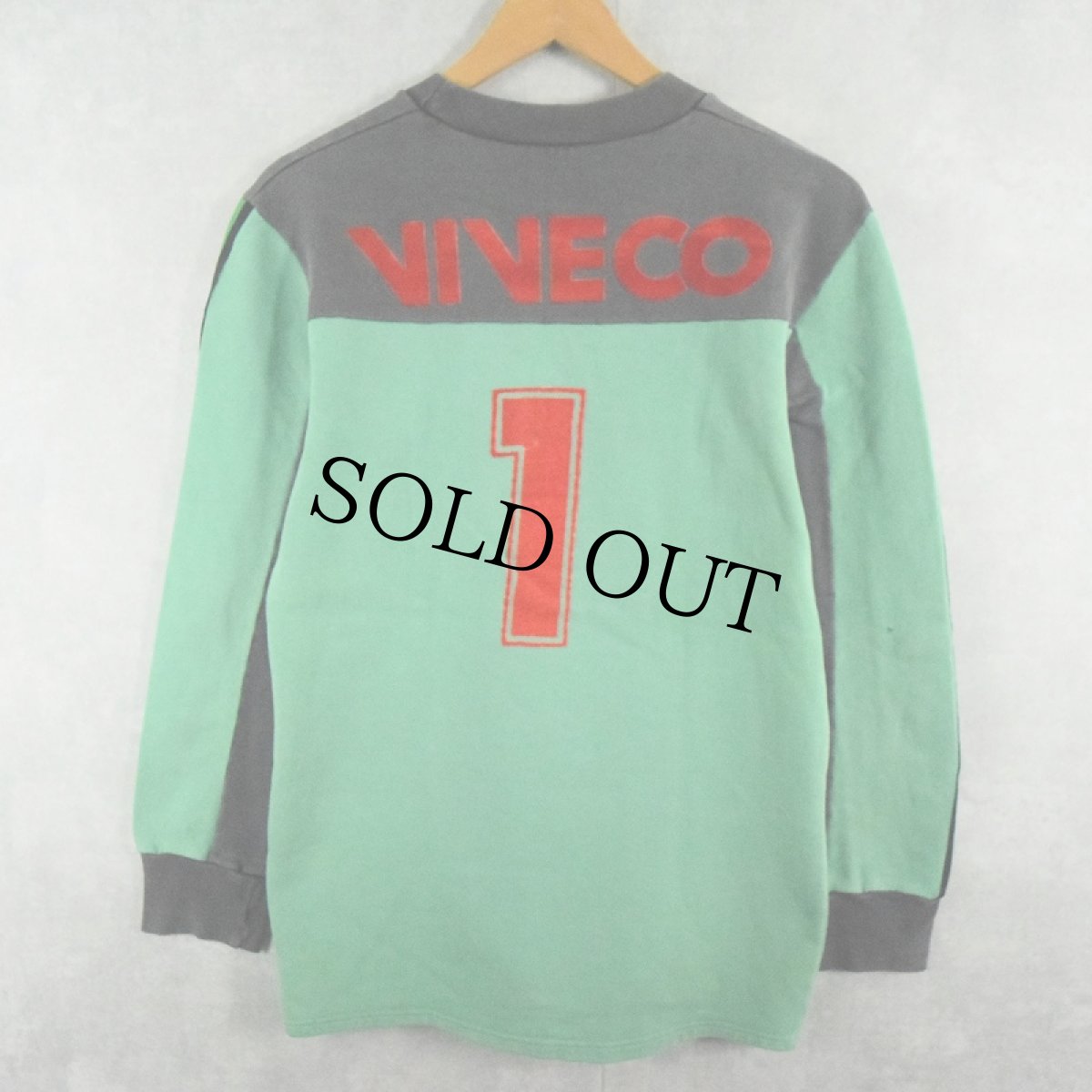 画像2: 70〜80's adidas FRANCE製 "VIVECO SUPERMERCHE" フロッキープリント サイドラインスウェット (2)