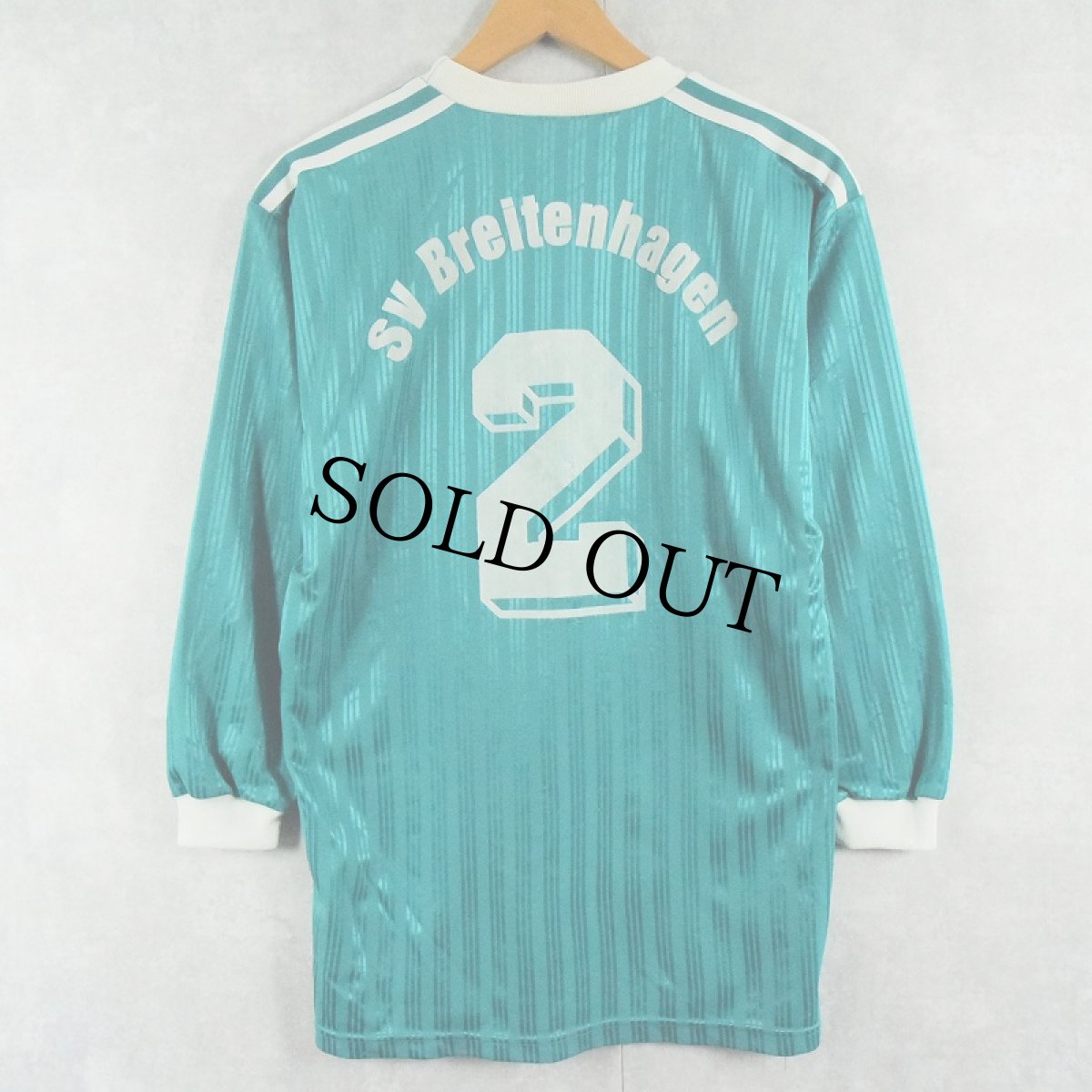 画像2: 80's adidas England製 "SPORT-SHOP M.Scheibel Calbe/Saale" フロッキープリントゲームシャツ (2)