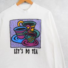 画像1: 【SALE】 90's USA製 "LET'S DO TEA" イラストプリントロンT L (1)