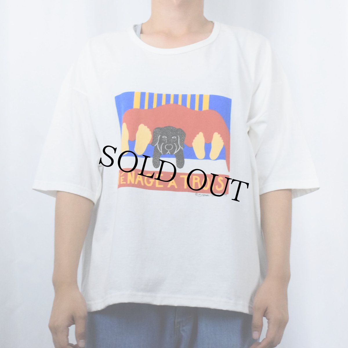 画像2: STEPHEN HUNECK "MENAGE A TROIS" 犬プリントTシャツ ONE SIZE (2)