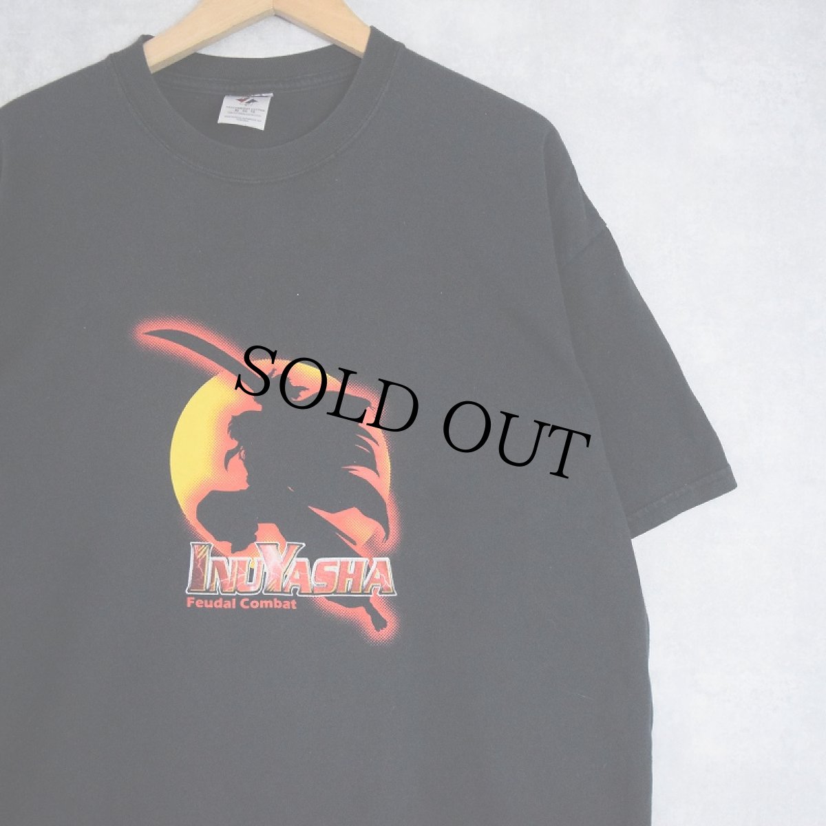 画像1: 【SALE】 犬夜叉 アニメプリントTシャツ BLACK XL (1)