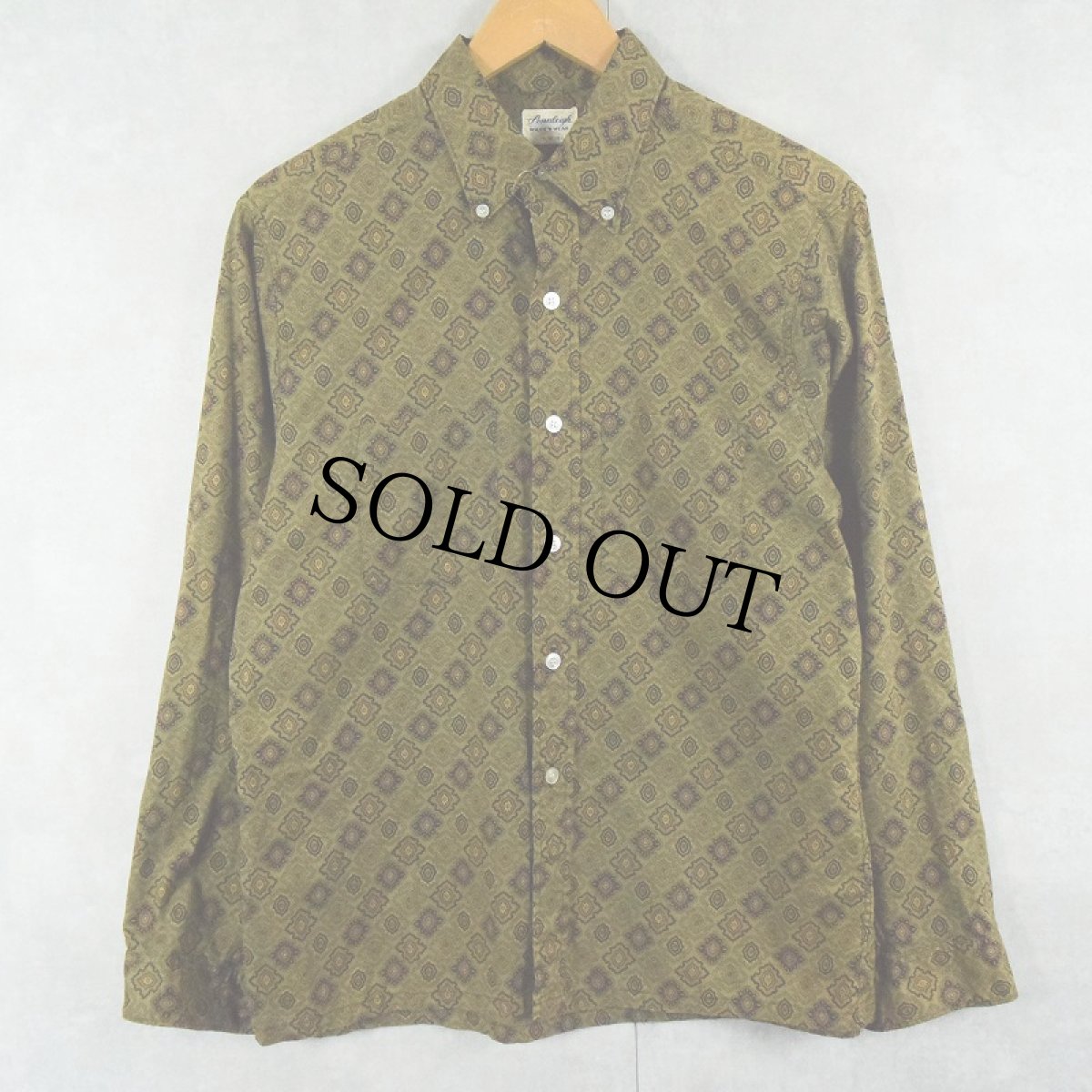画像1: 【SALE】 50's Pennleigh 総柄 ボタンダウンシャツ 15 M 15 1/2 (1)