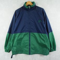 画像1: 90〜2000's NIKE ロゴ刺繍 切り替えデザイン ナイロンジャケット NAVY×GREEN XL (1)