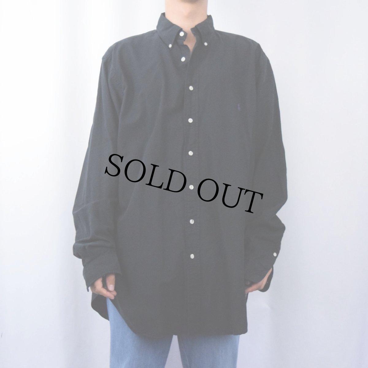 画像2: POLO Ralph Lauren コットンボタンダウンシャツ BLACK XLT (2)